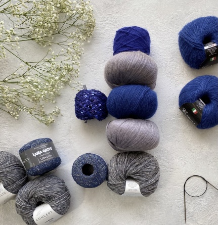 Набор для вязания Кардигана в полоску, цвет "Королевский синий" фото 3